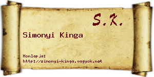 Simonyi Kinga névjegykártya
